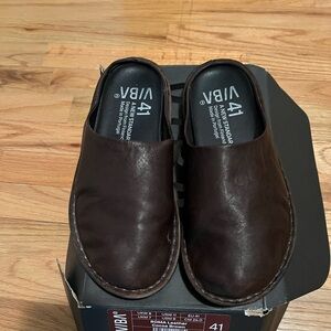 Women Brown Leather Mules Shoes